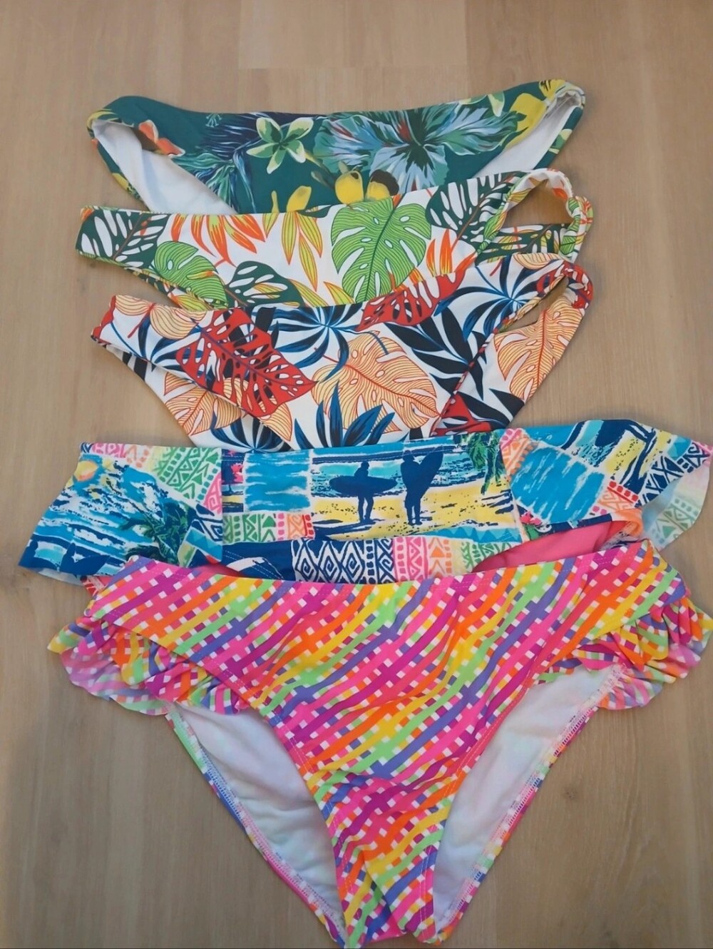 Womens Multicolor Tropical Swim Bottoms - Bright Printed Bikini